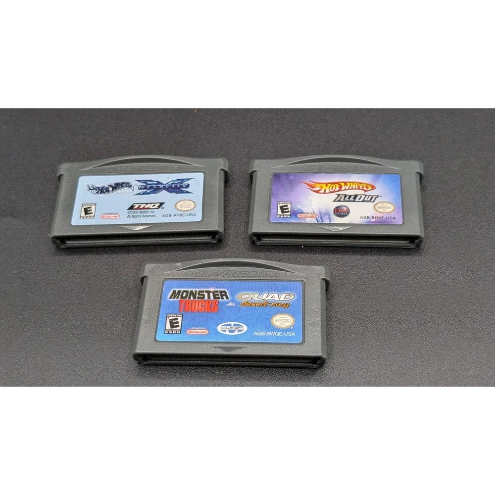 Nintendo GameBoy Advance Game Lot Of 3 (Hot Wheels, Quad, Monster Trucks)